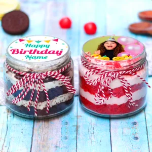 Black And Red Birthday Jar Cake