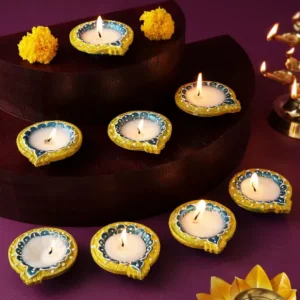 Hand Painted Clay Diyas - Set Of 8