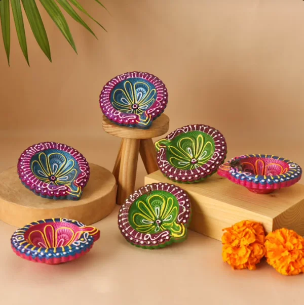 Set Of Six Dazzling Diyas